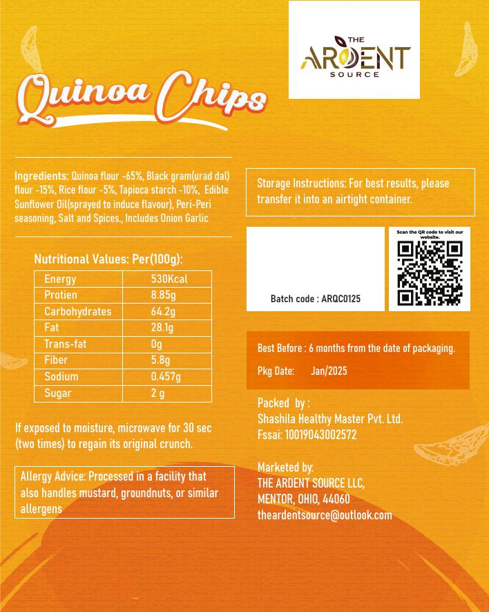 Baked Quinoa Chips | High In Fiber | Low in Sodium | Gluten-Free | Vacuum Cooked