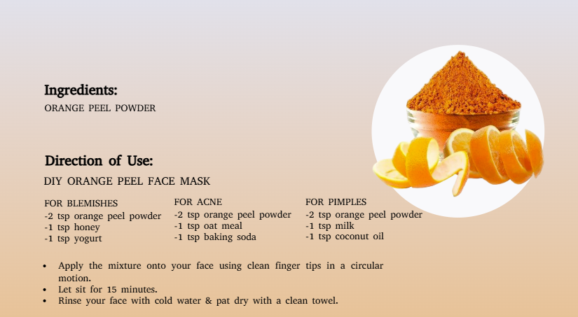 ORANGE PEEL POWDER 100 GRAMS | 100% NATURAL CARE FOR ACNE, TAN & BLACKHEADS | EFFECTIVE DIY FACE MASK INGREDIENT | RICH IN VITAMIN C | HELPS GET A GLOWING SKIN