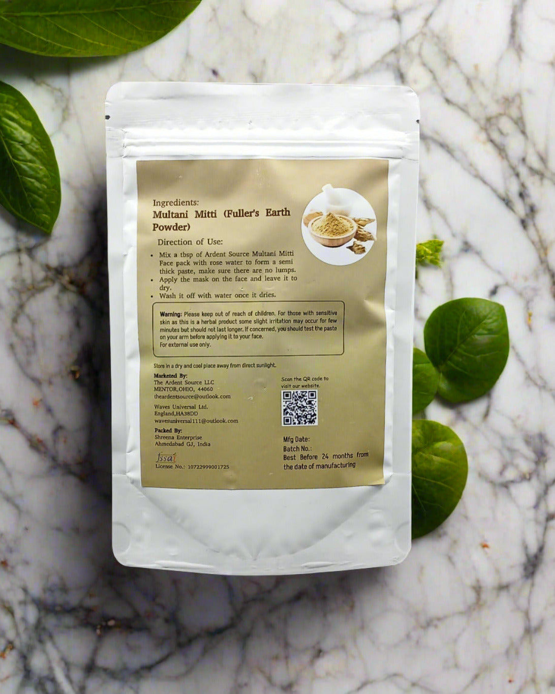 Multani Mitti Powder 100gm | Fullers Earth Indian Healing Clay Mud Mask | Pure Natural Bentonite Clay For Skincare - Smooth Skin Brightening | Finest Multani Mitti Powder