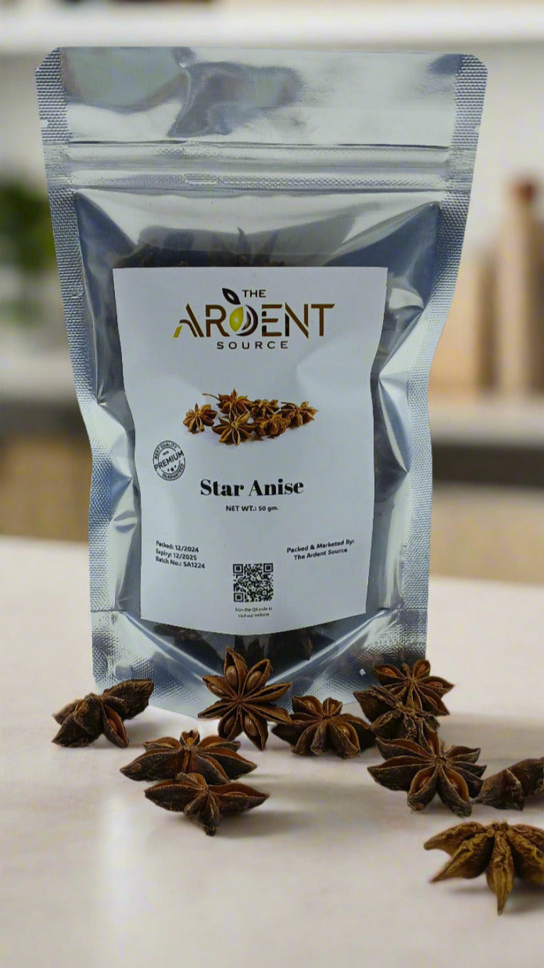 Star Anise (50gm) by Ardent Source | Aniseed | Badiya | Whole Seeds