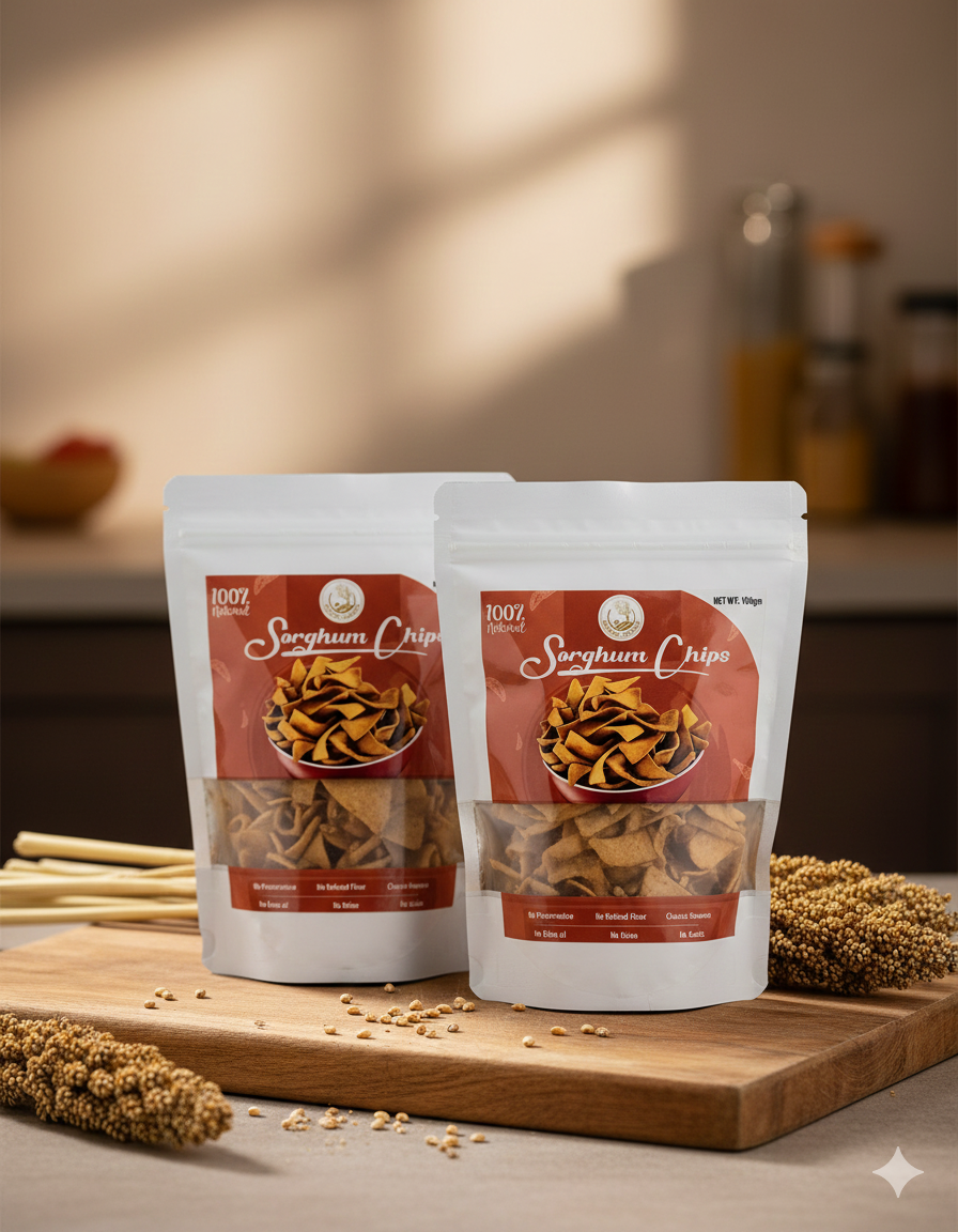 Baked Sorghum (Jowar) Chips (Crisps),All Natural Ingredients,High in Fiber , Low in Sodium , Helps in Weight Loss , Calcium Rich , Gluten-Free , Vacuum Cooked , Oil-Free