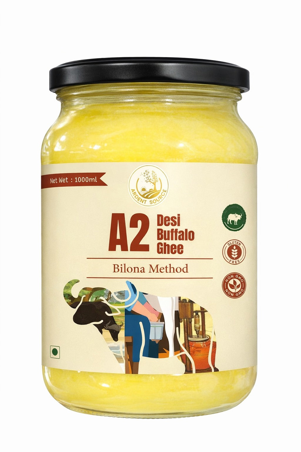 A2 Bilona Buffalo Ghee , Bilona Method, Pure & Natural Desi Ghee 1 litre