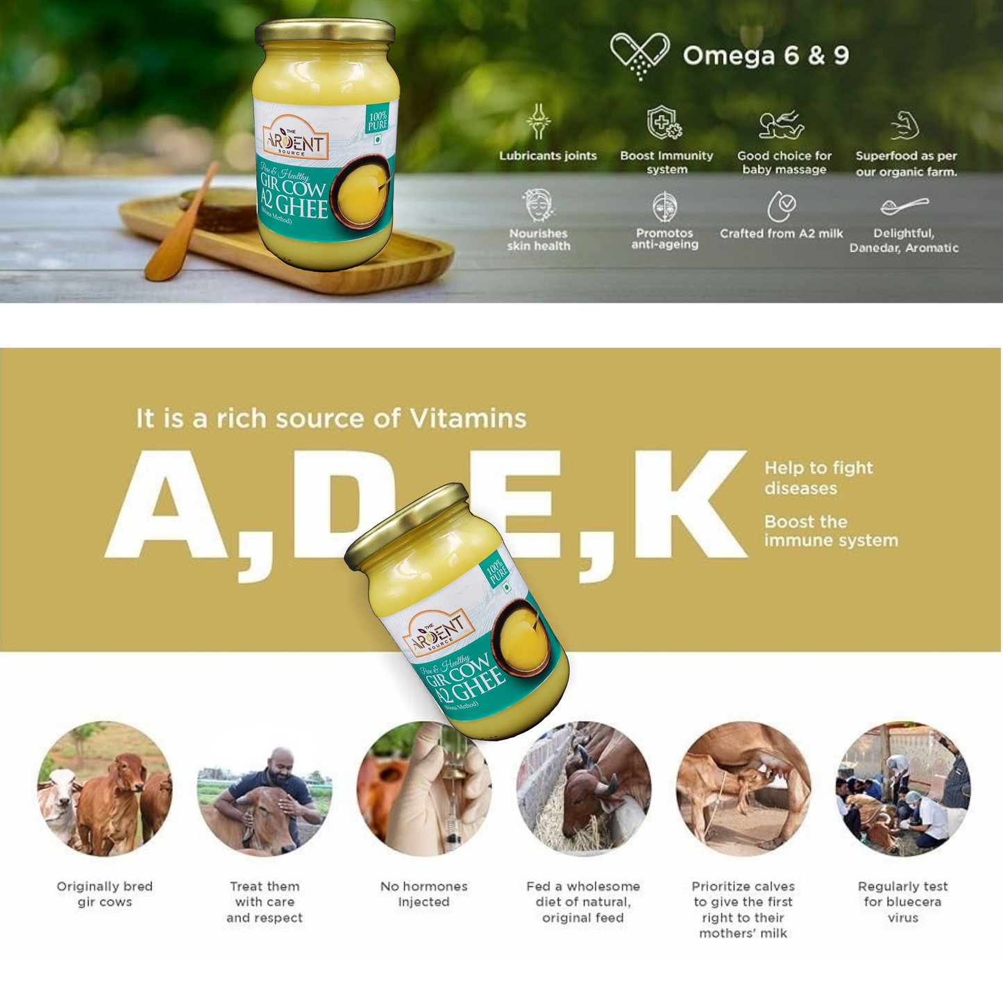 A2 Gir Cow Ghee UK | 100% Natural Desi Ghee | Bilona Churned Traditional Clarified Butter for Indian Cooking & Sweets