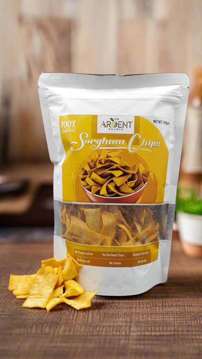 Baked Sorghum (Jowar) Chips | All Natural Ingredients | High in Fiber | Low in Sodium | Helps in Weight Loss | Calcium Rich | Gluten-Free | Vacuum Cooked | Oil-Free