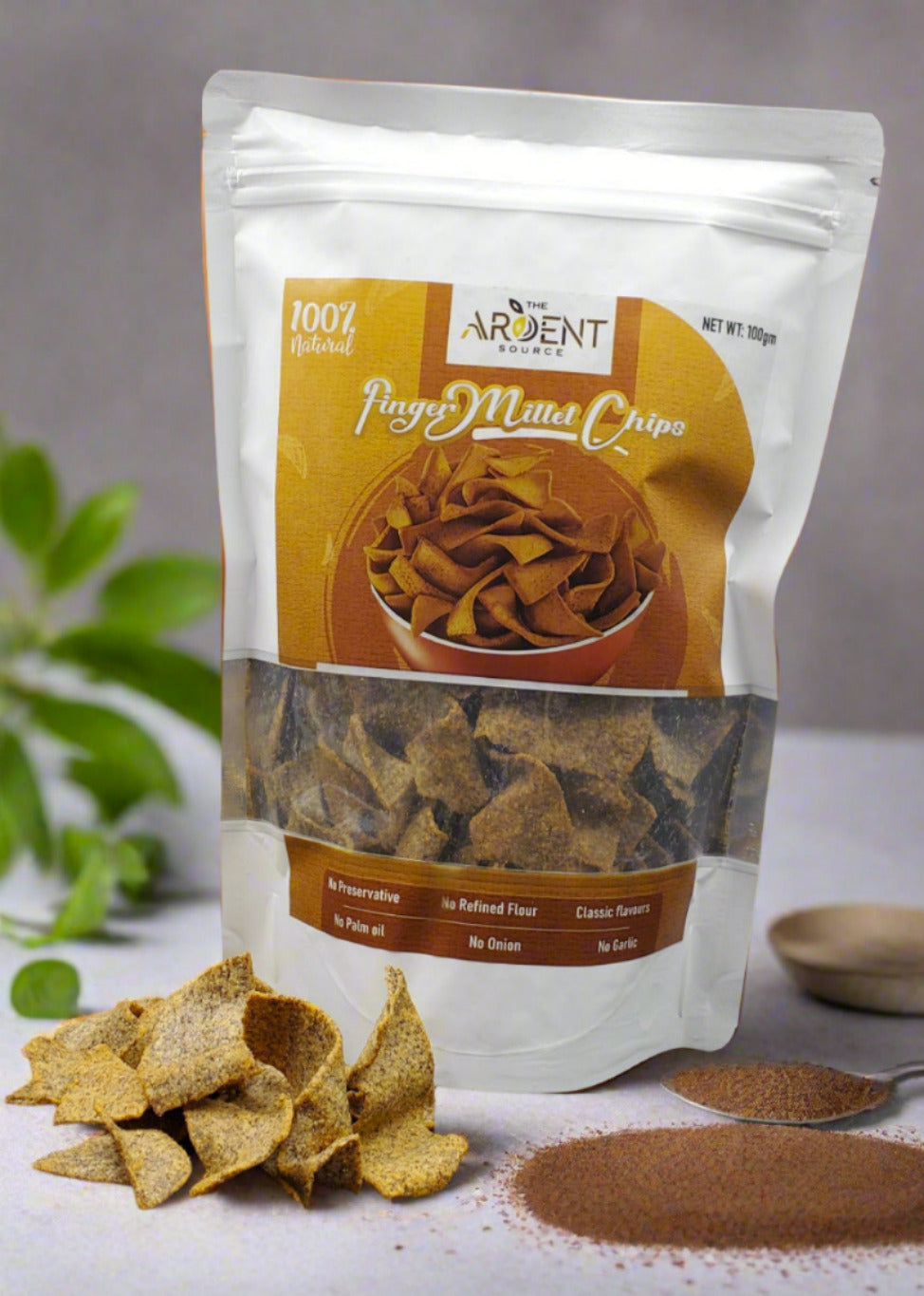 Ragi Chips by Ardent Source | 100 % Baked, Not Fried, Zero Trans-Fat, Vacuum Cooked | Cholesterol Free, Gluten Free | No Preservatives, No Sugar, No Chemicals, No Artificial Flavours