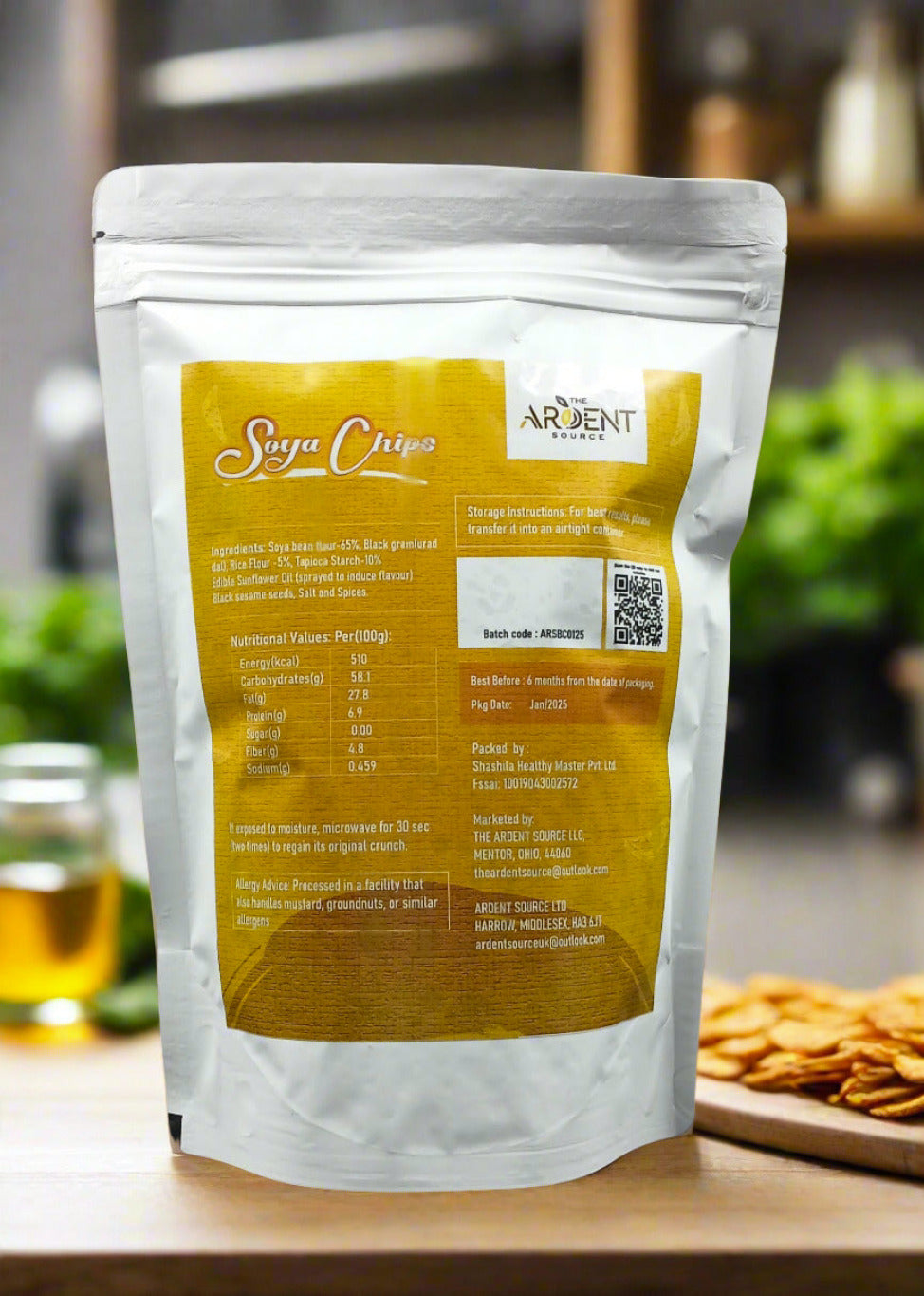 Baked Soya Chips | All Natural Ingredients | High in Fiber, Low in Sodium, Gluten-Free | Vacuum Cooked