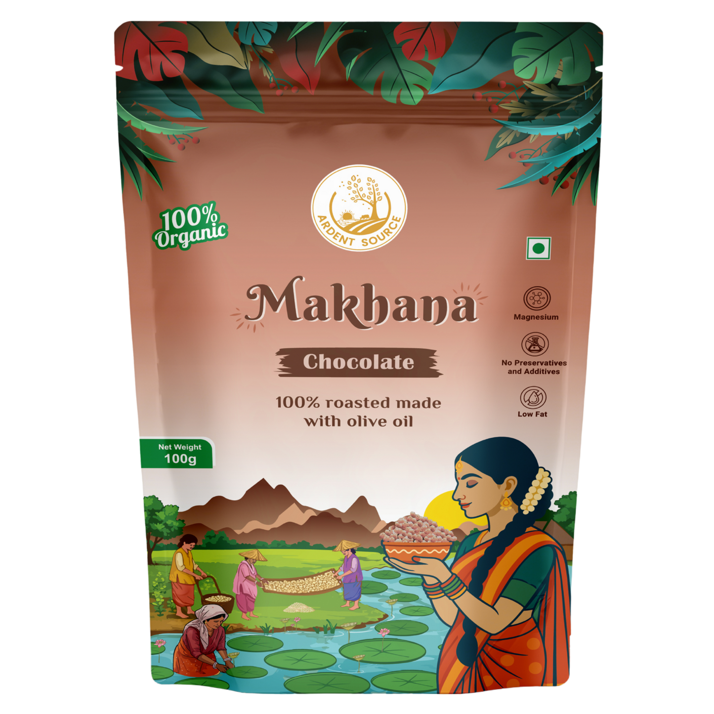 Roasted Makhana (Fox Nuts) - Healthy Snacks | Low-Calorie, High-Protein Makhana Snacks | Gluten-Free Makhana: Natural Superfood Snack | 100gm