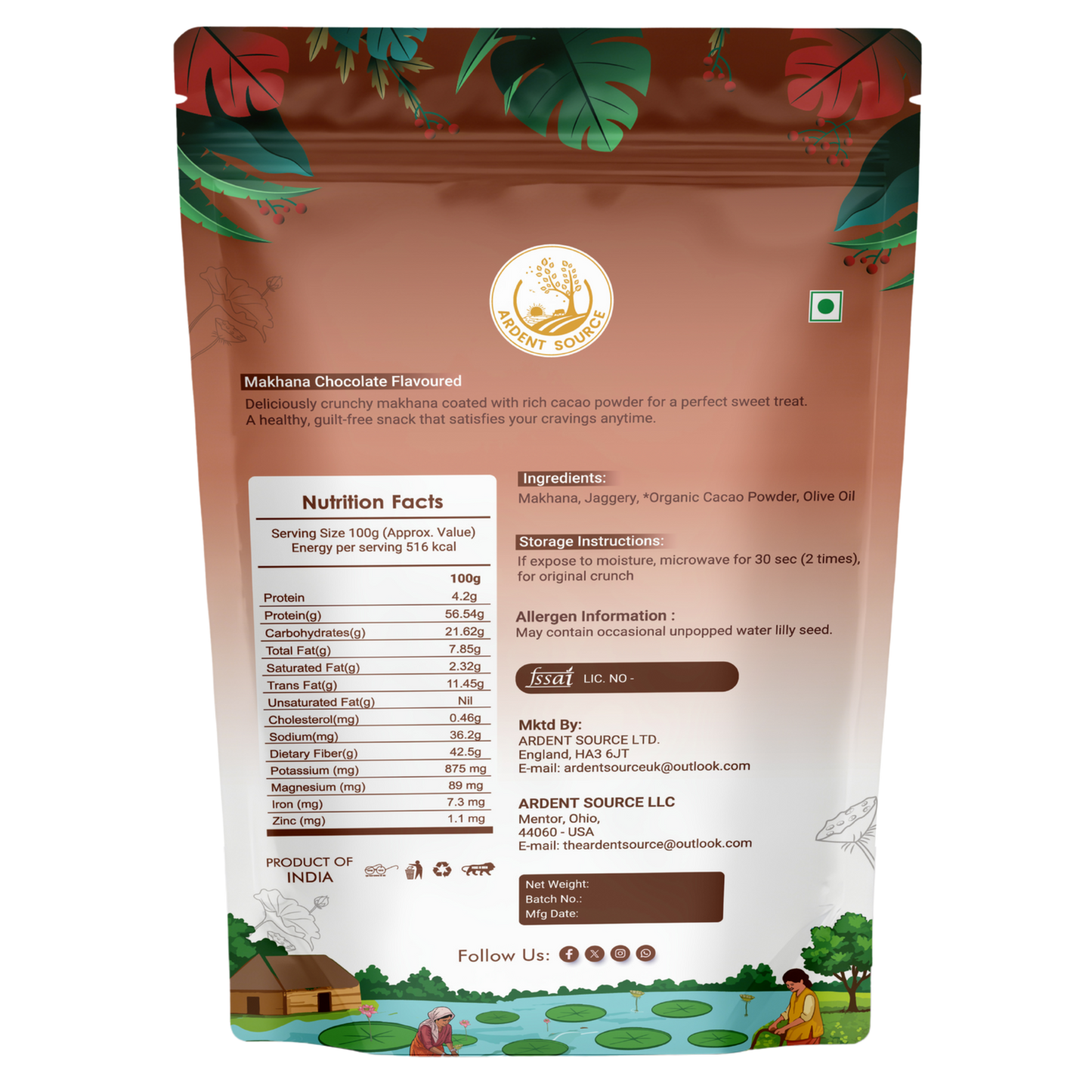 Roasted Makhana (Fox Nuts) - Healthy Snacks | Low-Calorie, High-Protein Makhana Snacks | Gluten-Free Makhana: Natural Superfood Snack | 100gm