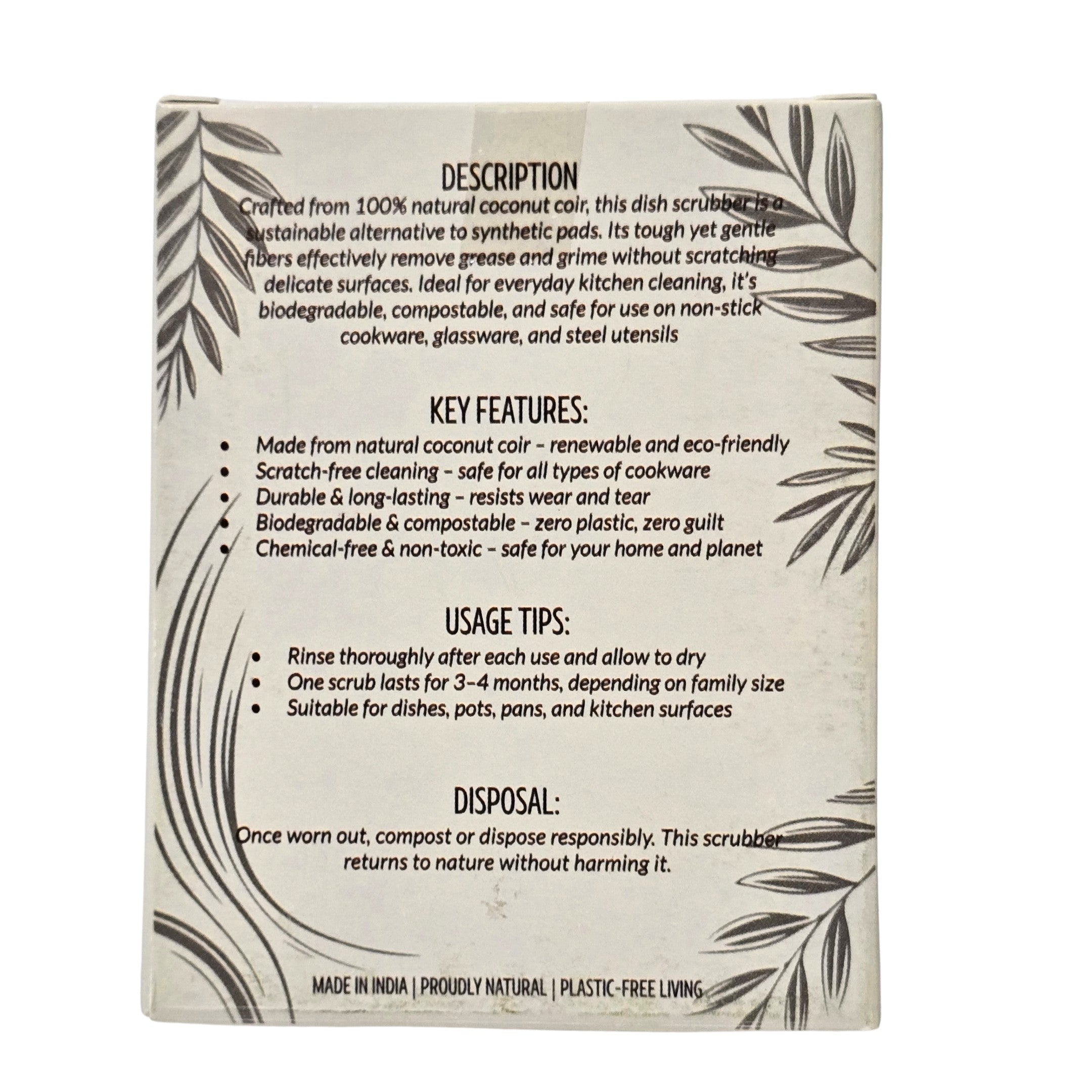 Coconut Coir Scrubber, Eco-Friendly Kitchen Cleaning Scrub (Pack of 2)-10units