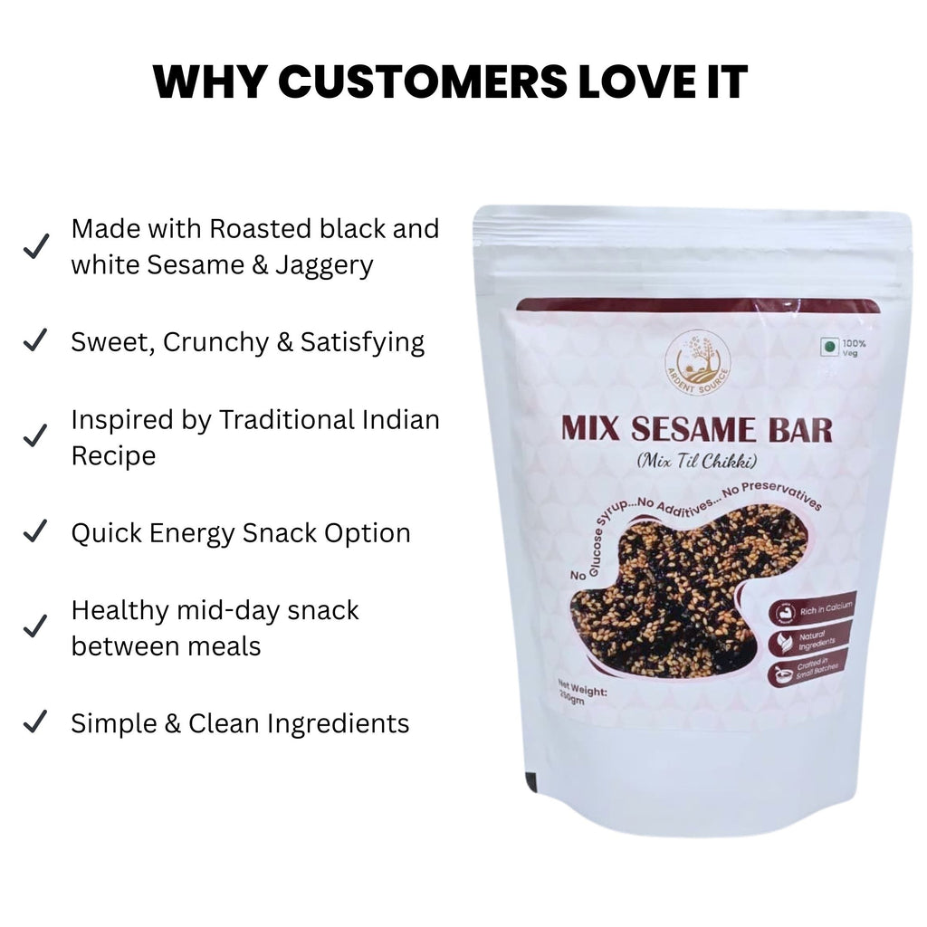 Healthy Mix Sesame Bar,White & Black Til Chikki- 250gm