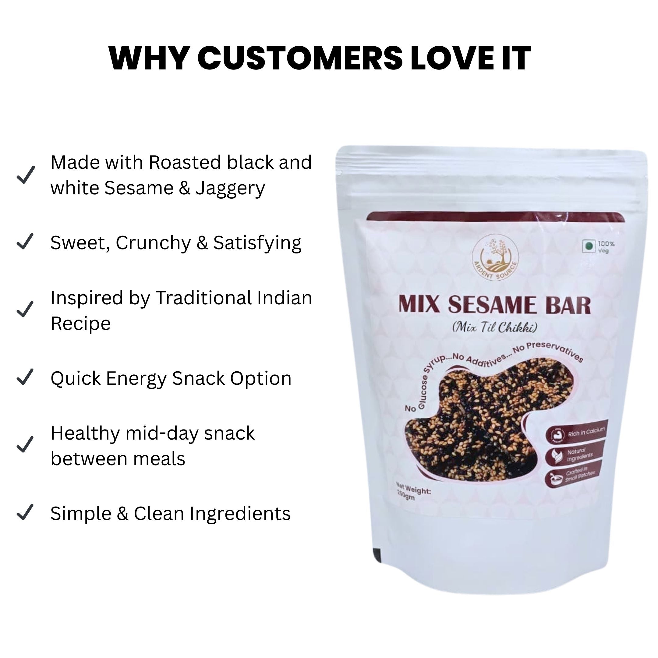 Healthy Mix Sesame Bar,White & Black Til Chikki- 250gm