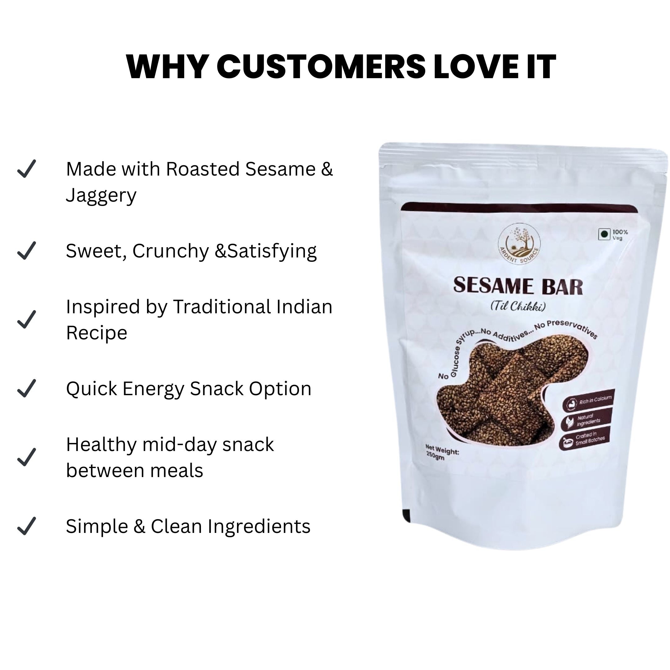 Healthy Sesame Bar, Indian Snack-Til Chikki, 250gm
