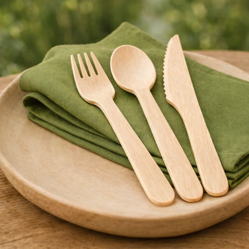 150 PCS Wooden Cutlery Set Premium Quality (50 Spoon,50 Forks,50 Knives)