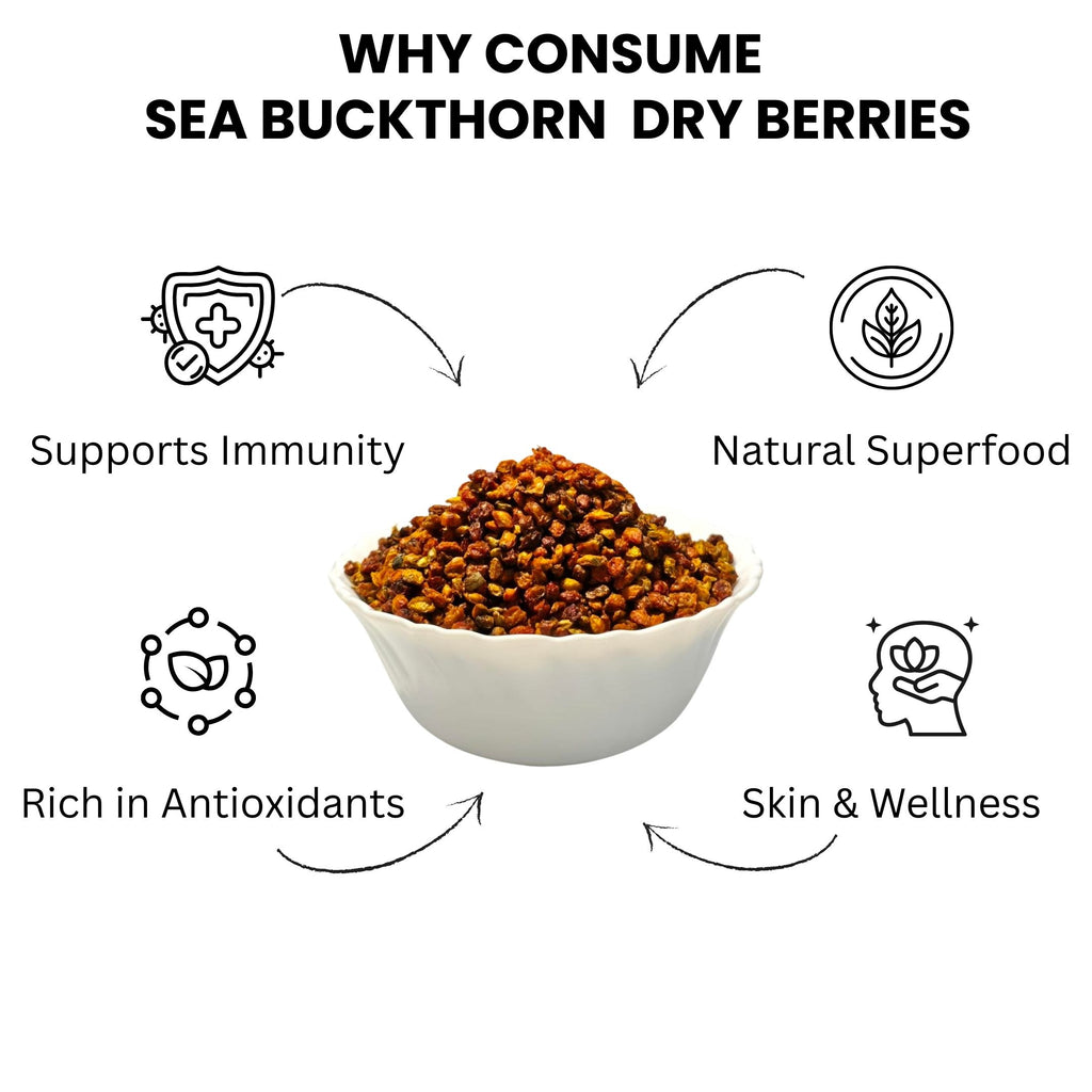 Dried Sea Buckthorn Berries 100g- Unsweetened Whole Berries