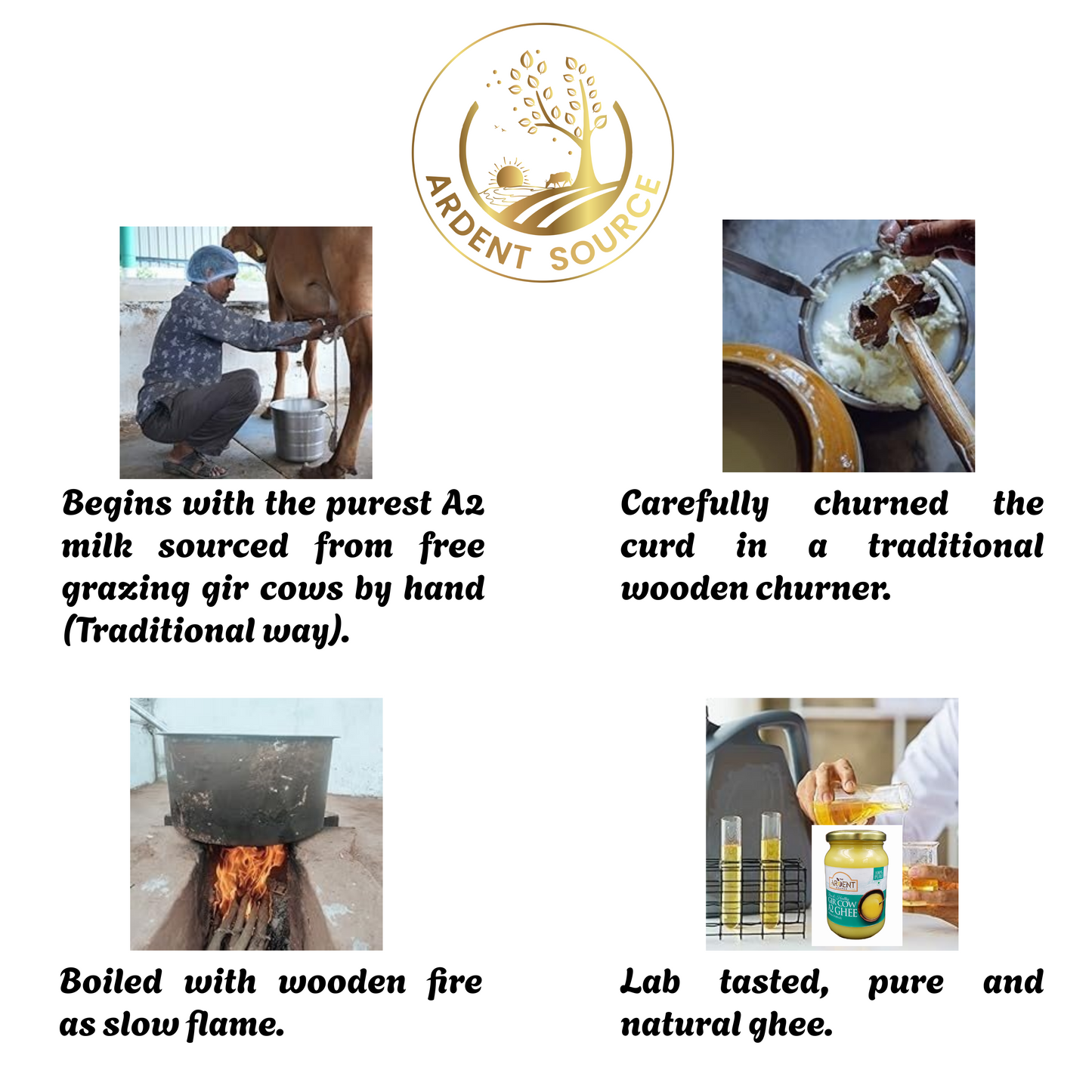 A2 Gir Cow Ghee,100% Natural Desi Ghee, Bilona Churned Traditional Clarified Butter for Indian Cooking & Sweets