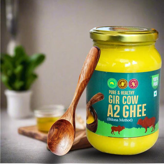 A2 Gir Cow Ghee | 100% Natural Desi Ghee | Bilona Churned Traditional Clarified Butter for Indian Cooking & Sweets
