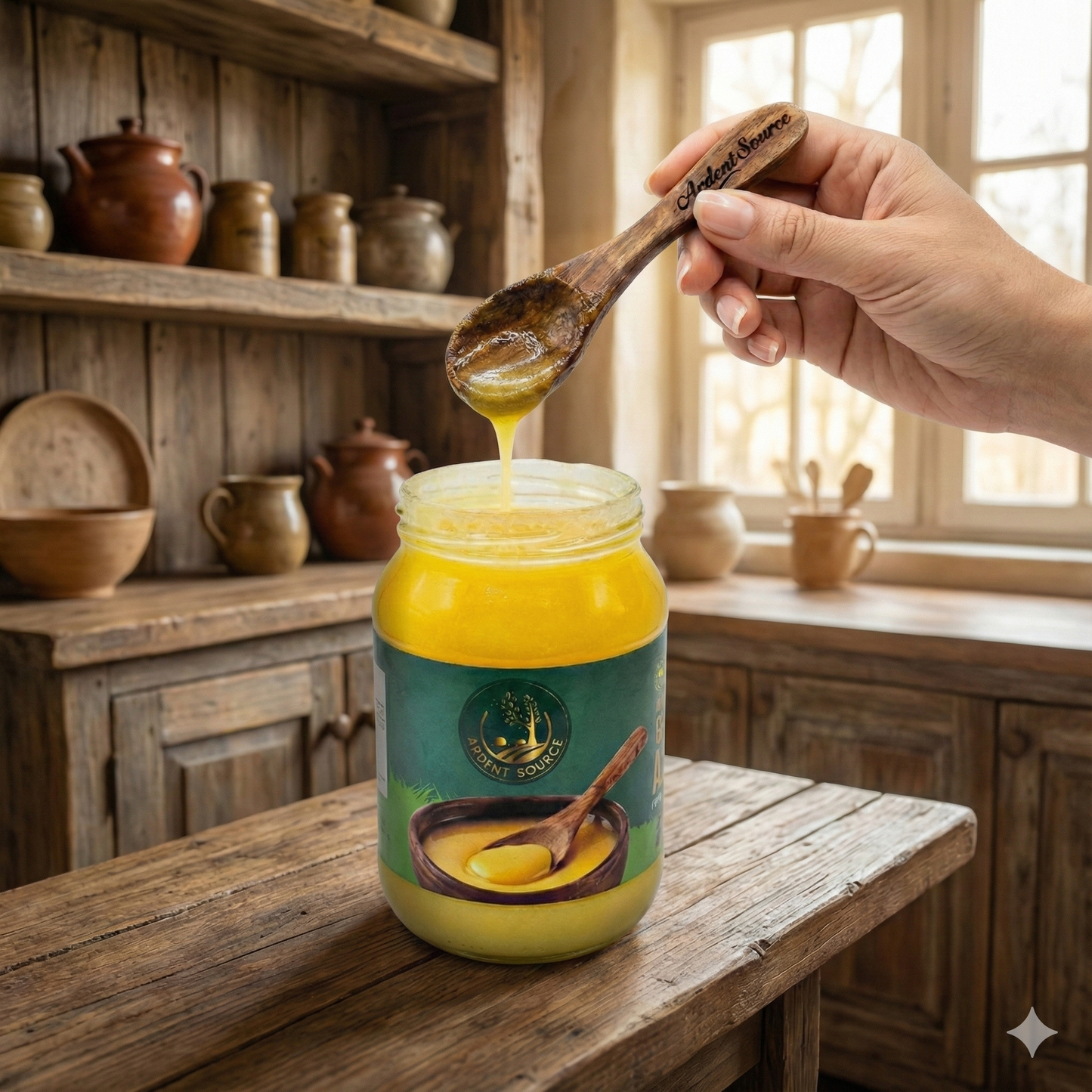 A2 Gir Cow Ghee,100% Natural Desi Ghee, Bilona Churned Traditional Clarified Butter for Indian Cooking & Sweets