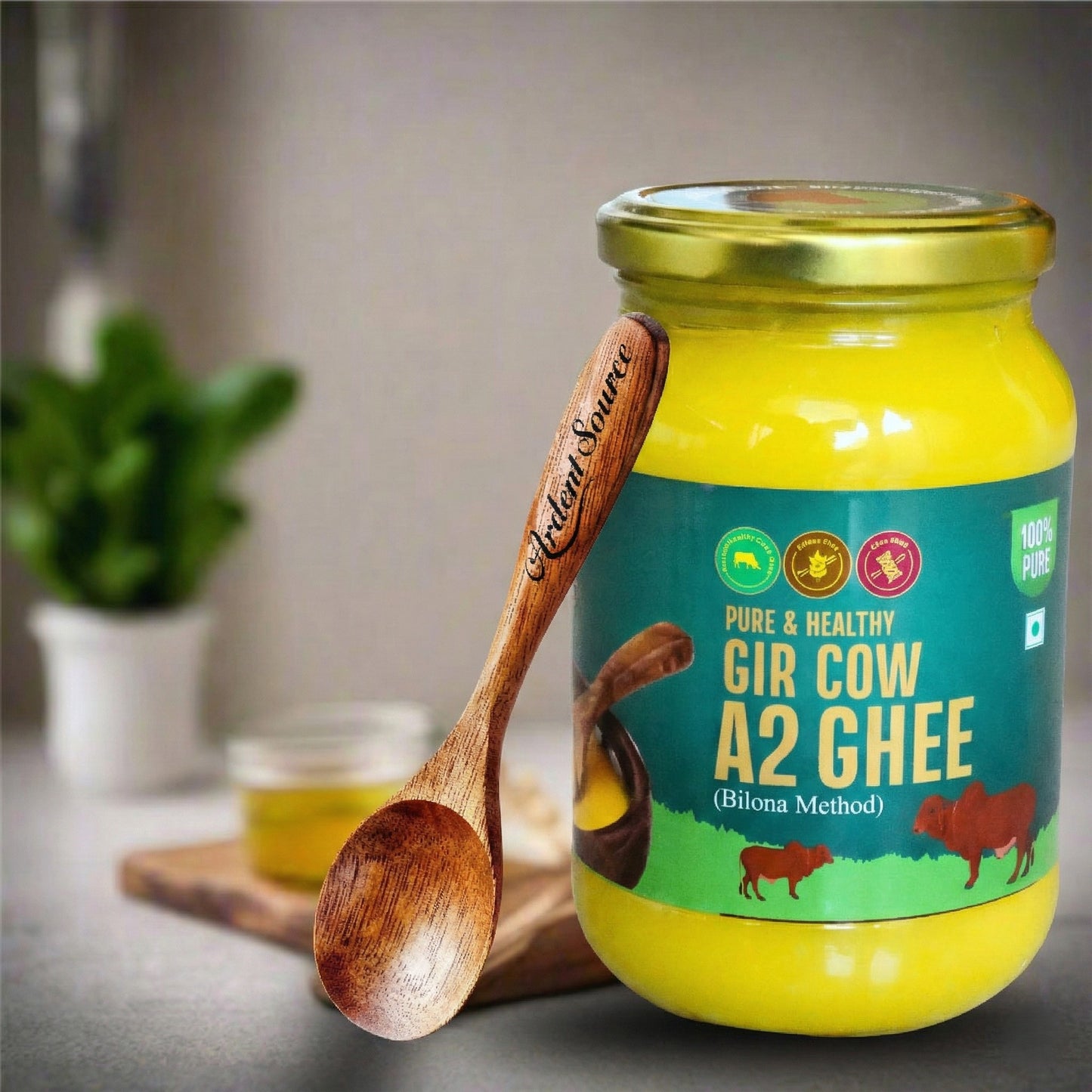 A2 Gir Cow Ghee,100% Natural Desi Ghee, Bilona Churned Traditional Clarified Butter for Indian Cooking & Sweets