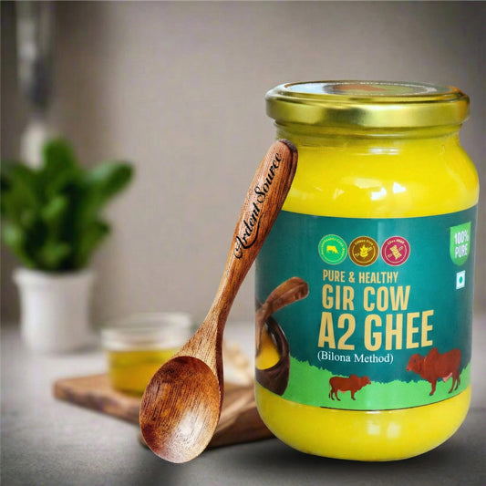 A2 Gir Cow Ghee,100% Natural Desi Ghee, Bilona Churned Traditional Clarified Butter for Indian Cooking & Sweets