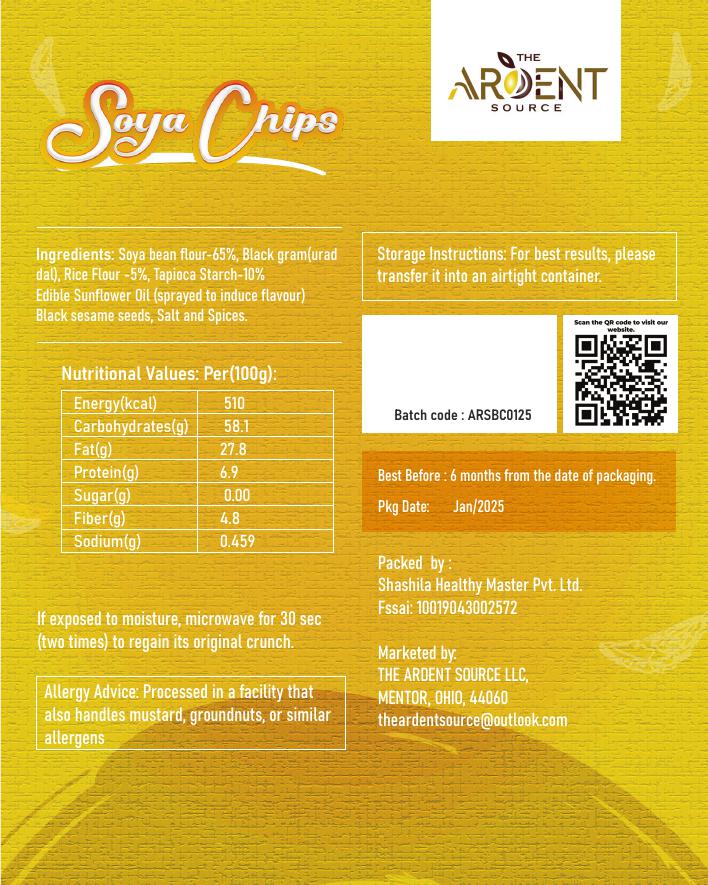 Baked Soya Chips | All Natural Ingredients | High in Fiber, Low in Sodium, Gluten-Free | Vacuum Cooked