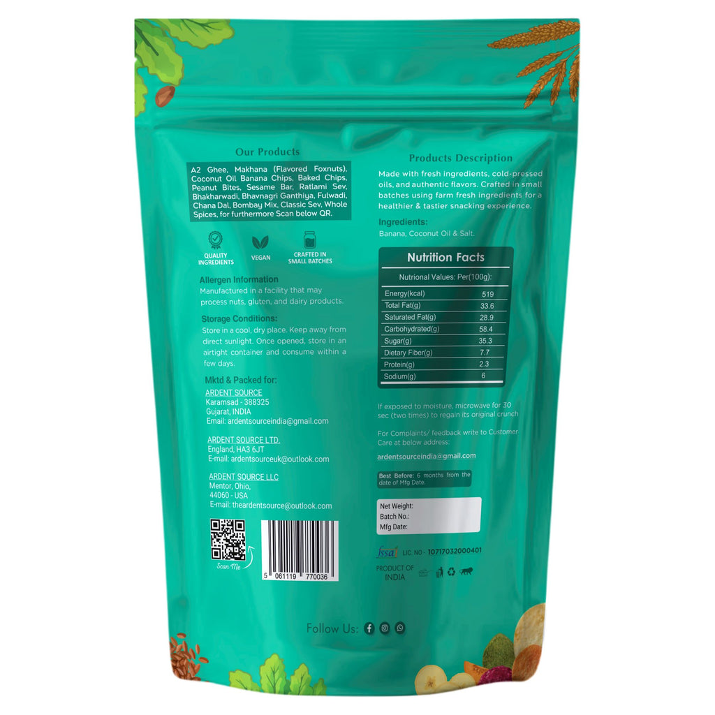 Kerala Banana Chips – Simply Salted, Ardent Source