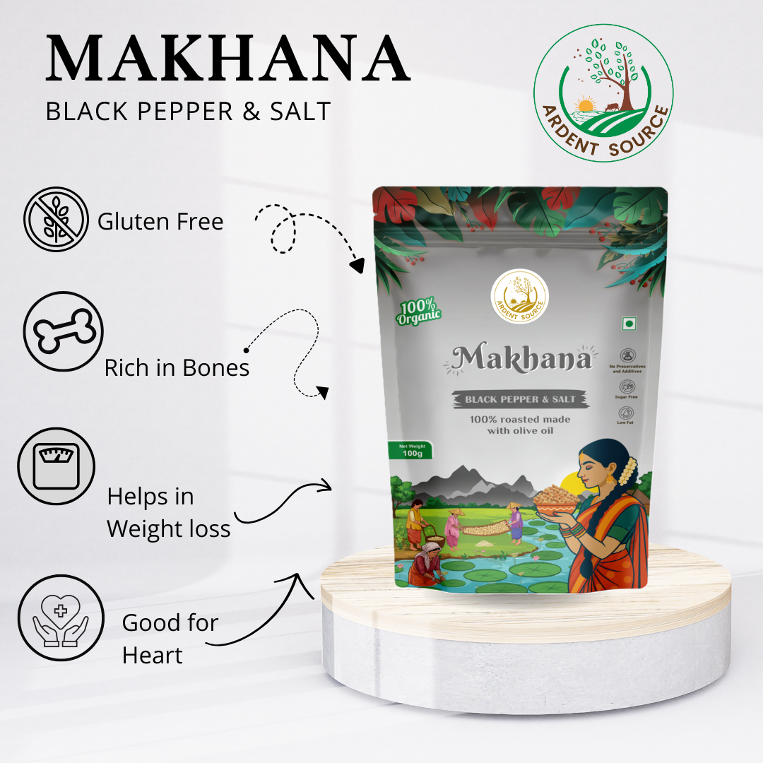 Flavoured Makhana Combo (Himalayan Salt & Black Pepper & Salt),Healthy Party Snacks, Namkeen Flavour for Lotus Seeds Phool Makhana and Puffed Kernels,Tasty & Nutritious, 200gm