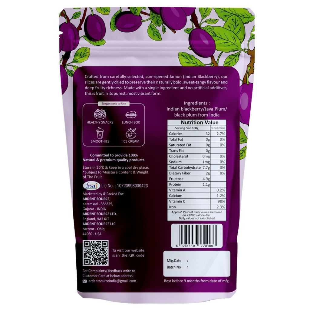 Natural Dried Jamun Slices – 100g