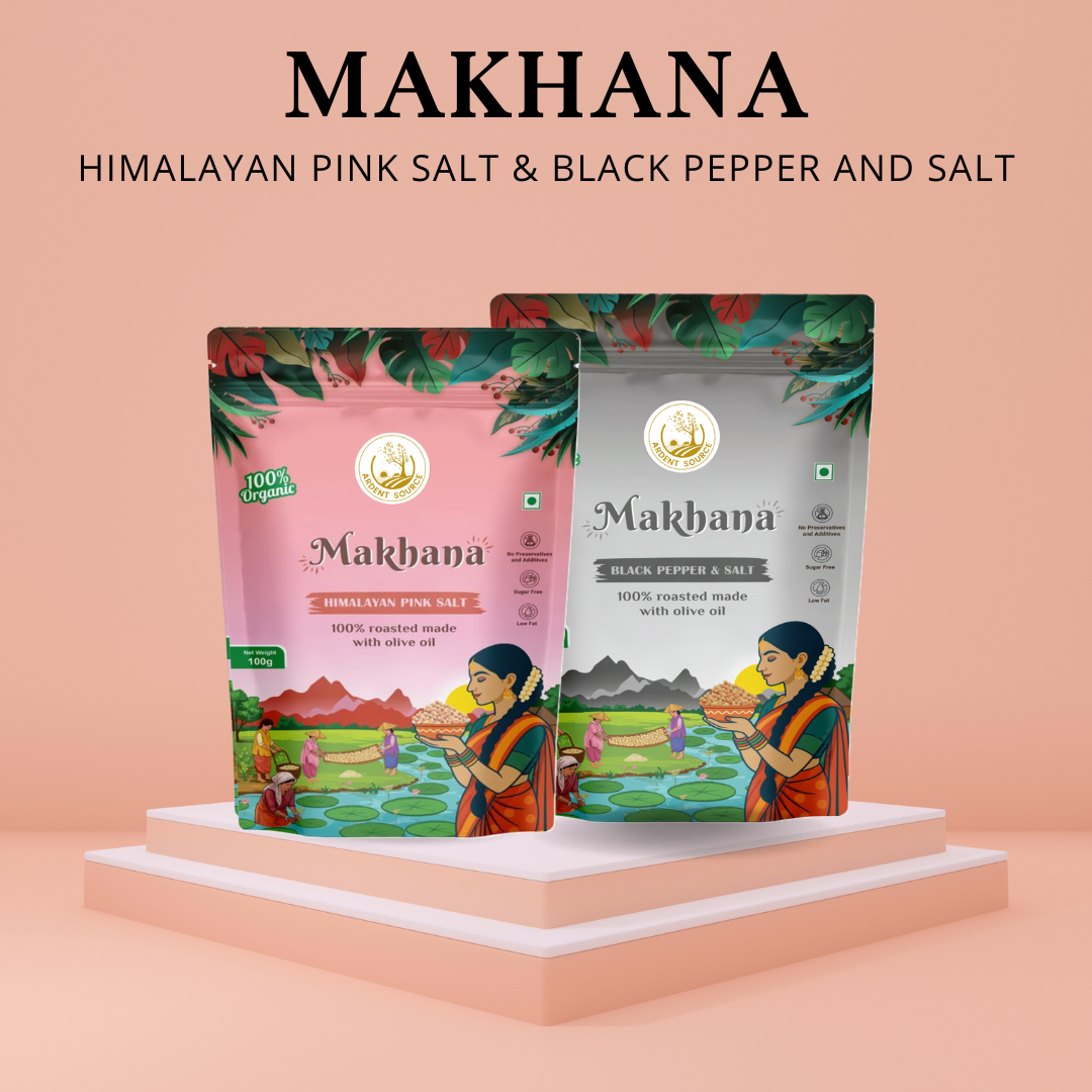 Flavoured Makhana Combo (Himalayan Salt & Black Pepper & Salt),Healthy Party Snacks, Namkeen Flavour for Lotus Seeds Phool Makhana and Puffed Kernels,Tasty & Nutritious, 200gm