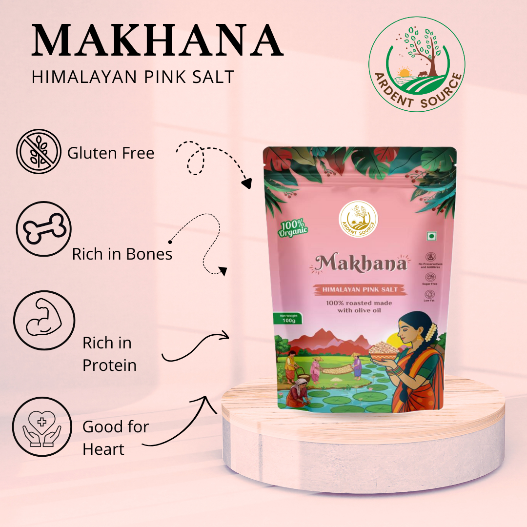 Roasted Makhana (Fox Nuts) - Healthy Snacks, Low-Calorie, High-Protein Makhana Snacks, Gluten-Free Makhana: Natural Superfood Snack | 100gm
