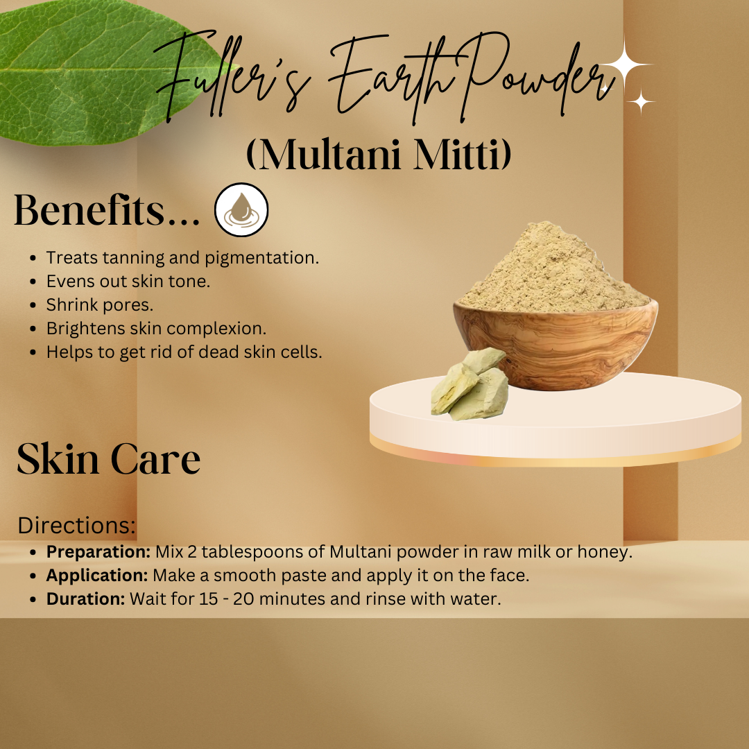 Multani Mitti Powder 100gm,Fullers Earth Indian Healing Clay Mud Masks, Finest Multani Mitti Powder
