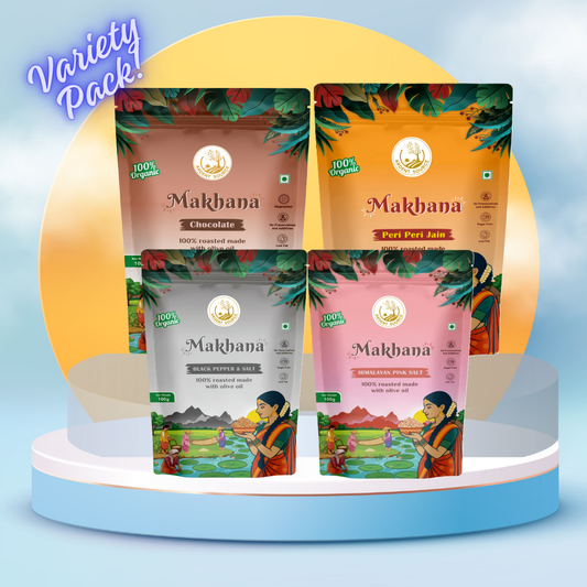 Makhana (Fox Nuts) Variety Pack,Healthy Party Snacks, Namkeen Flavour for Lotus Seeds Phool Makhana and Puffed Kernels, Tasty & Nutritious, Pack Of 4 | 400gm