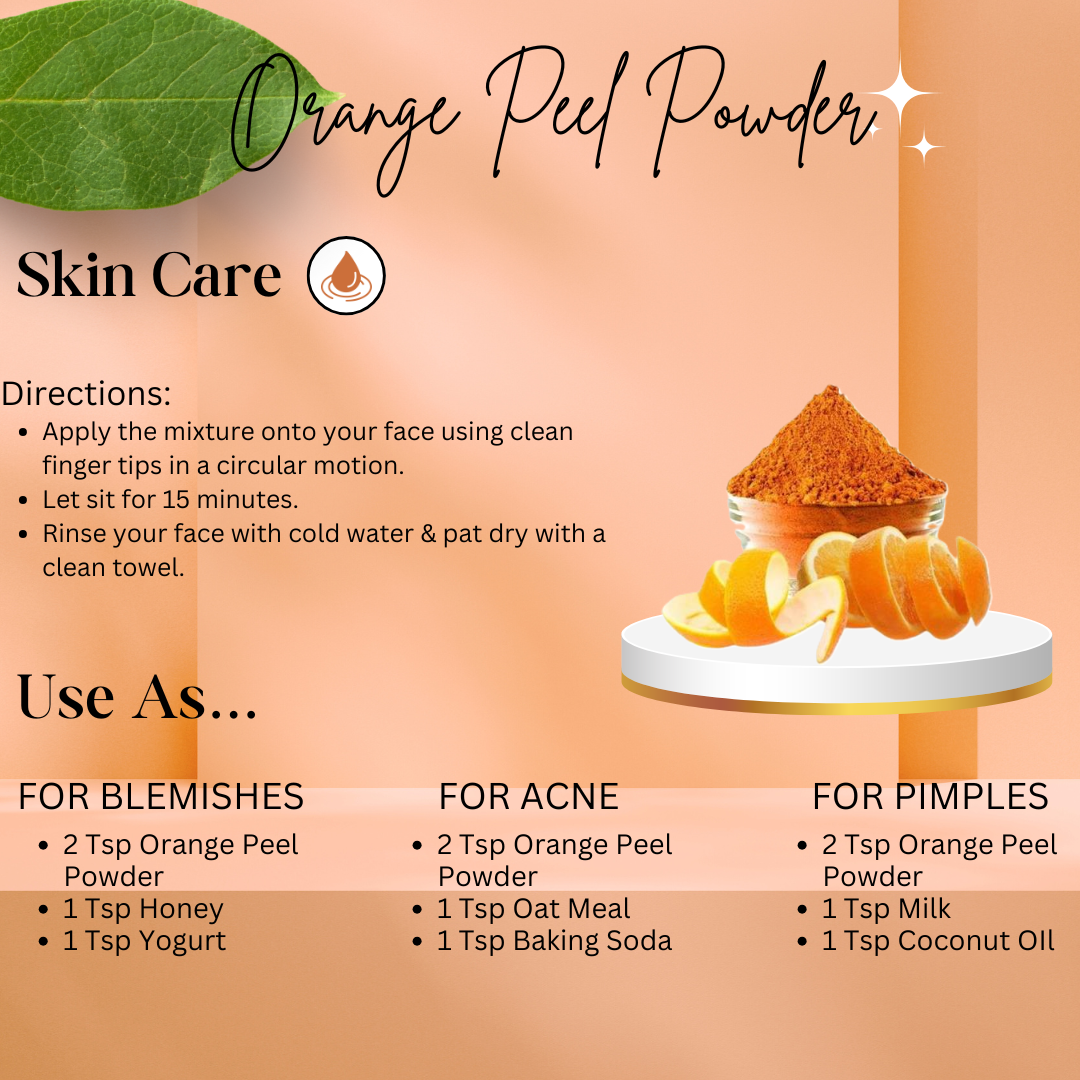 ORANGE PEEL POWDER 100 GRAMS,100% NATURAL CARE FOR ACNE, TAN & BLACKHEADS,EFFECTIVE DIY FACE MASK INGREDIENT,RICH IN VITAMIN C, HELPS GET A GLOWING SKIN