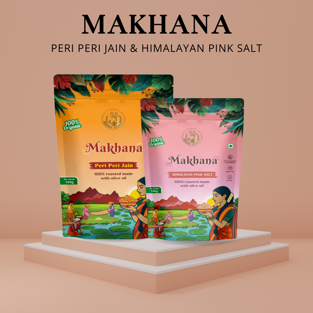 Roasted & Flavoured Makhana Combo (Himalayan Salt & Peri Peri Jain) | Healthy Party Snacks, Namkeen Flavour for Lotus Seeds Phool Makhana and Puffed Kernels | Tasty & Nutritious | Pack Of 2 | 200gm