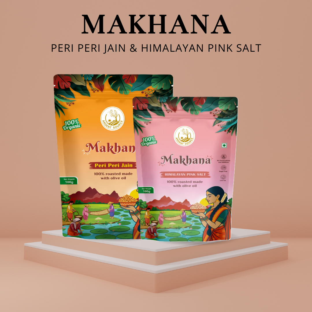Flavoured Makhana Combo (Himalayan Salt & Peri Peri Jain),Healthy Party Snacks, Namkeen Flavour for Lotus Seeds Phool Makhana and Puffed Kernels,Tasty & Nutritious,Pack Of 2 | 200gm