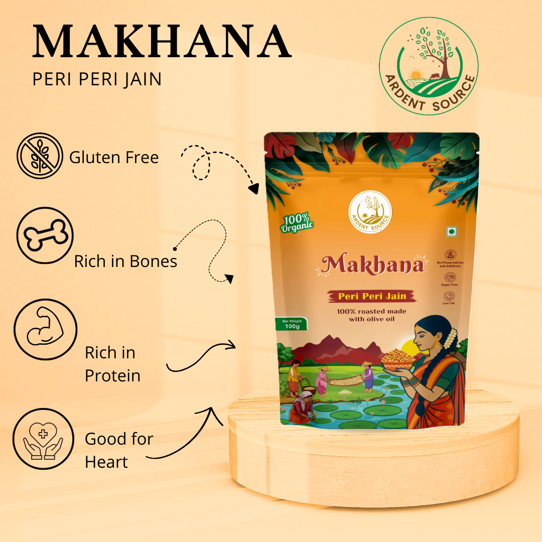 Roasted Makhana (Fox Nuts) - Healthy Snacks, Low-Calorie, High-Protein Makhana Snacks, Gluten-Free Makhana: Natural Superfood Snack | 100gm