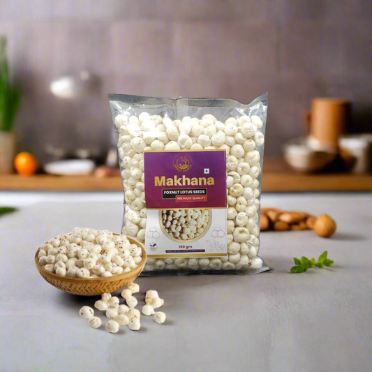 Raw Makhana,Fox Nut Lotus Seed Puffed, Gluten Free, Anti-Oxidants, MSG Free, Zero Trans Fat, No Added Preservatives and No Artificial Flavours