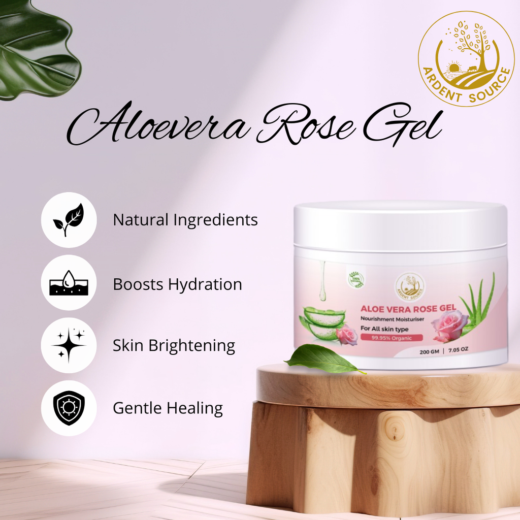 Aloe Vera Rose Gel 200ml, Reduces Skin Redness,Improves Skin Tone,Reduces Dark Spots,Replenishes Skin Cells,Paraben & Sulfate Free - 200g | 7.05 Oz