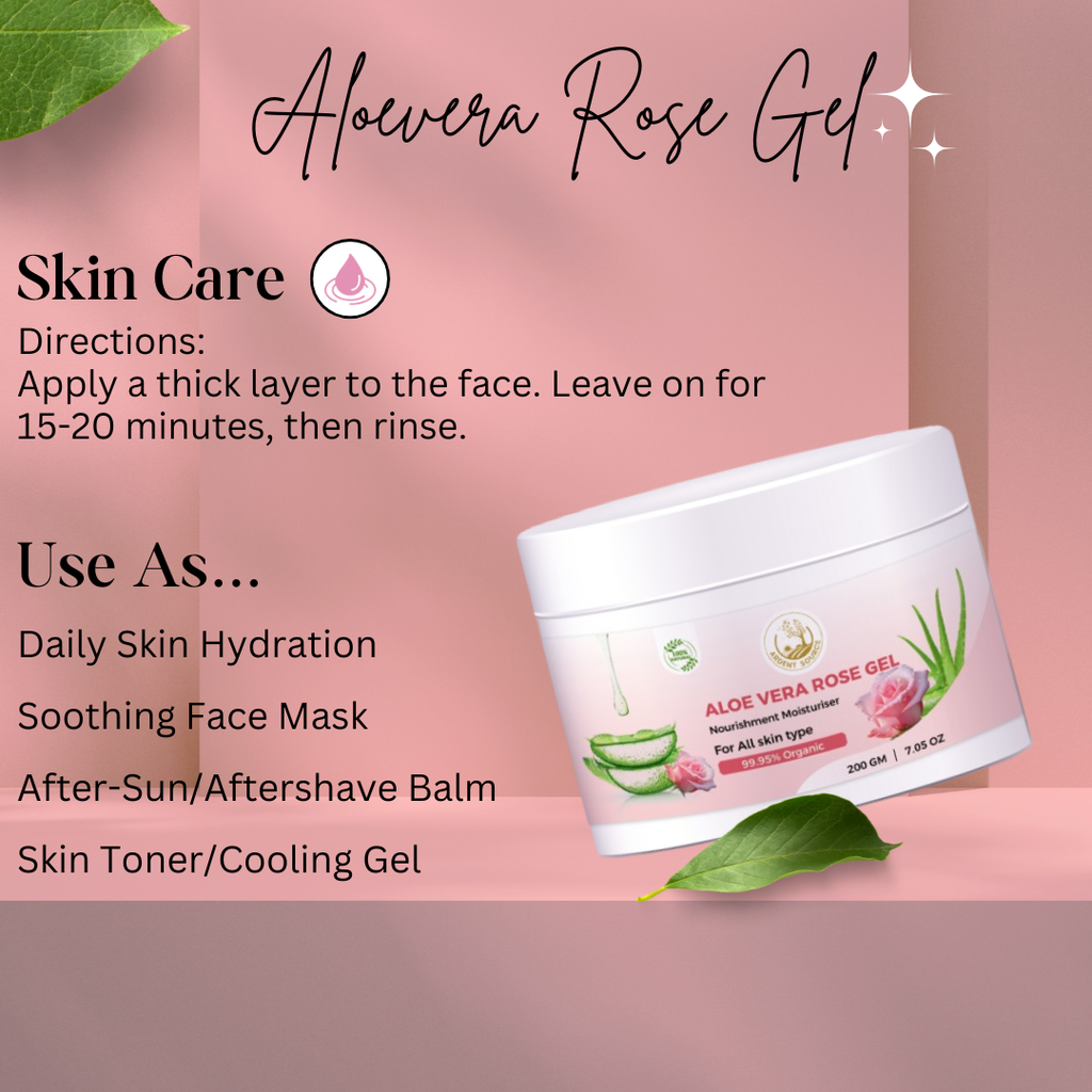 Aloe Vera Rose Gel 200ml, Reduces Skin Redness,Improves Skin Tone,Reduces Dark Spots,Replenishes Skin Cells,Paraben & Sulfate Free - 200g | 7.05 Oz