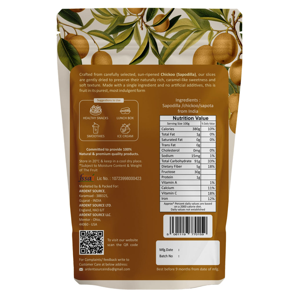 Natural Dried Sapodilla (Chickoo) Slices – 150g