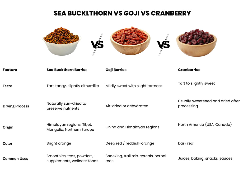 Dried Sea Buckthorn Berries 100g- Unsweetened Whole Berries