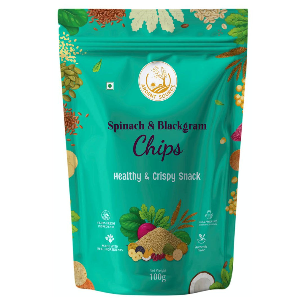 Baked Spinach & Black-gram Chips (Crisps), Vacuum Cooked