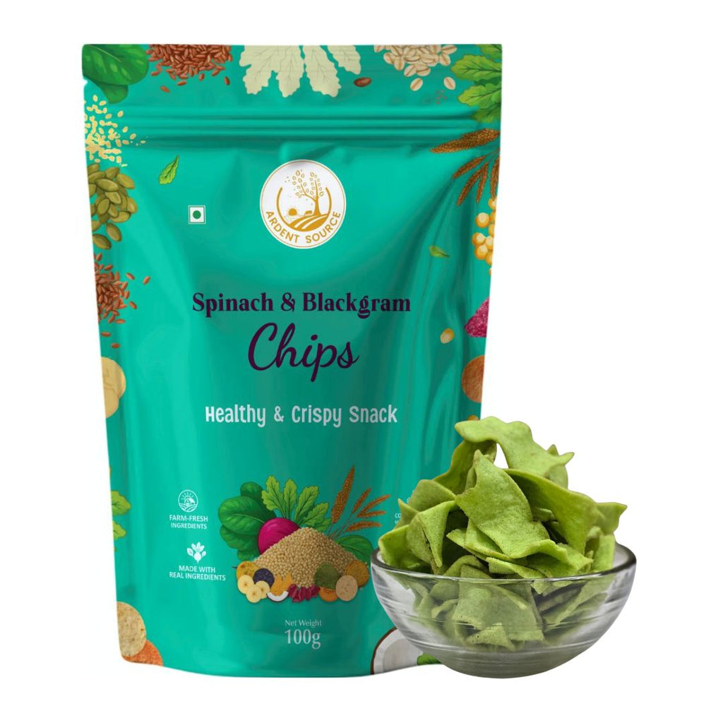 Baked Spinach & Black-gram Chips (Crisps), Vacuum Cooked