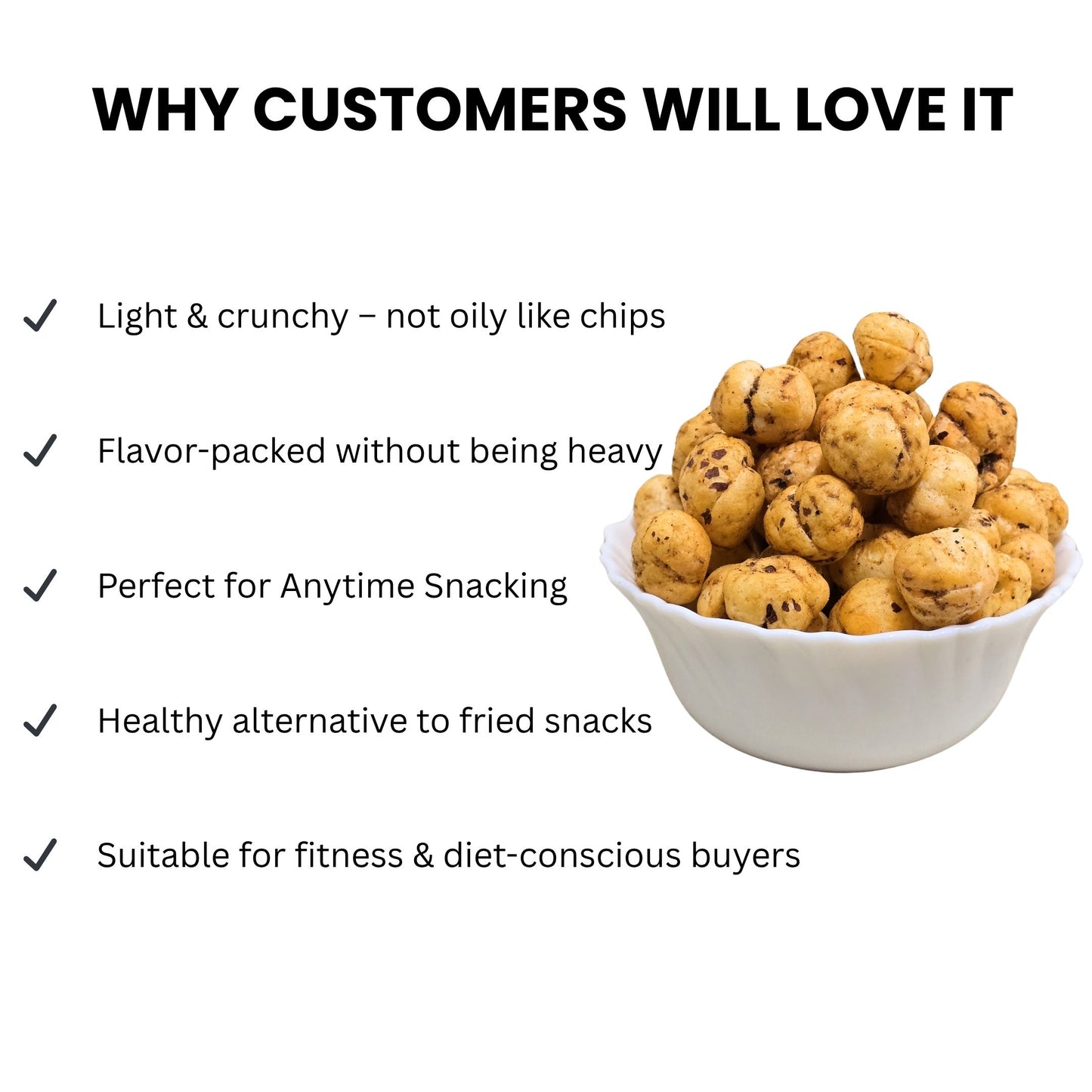 Roasted Makhana (Fox Nuts) - Healthy Snacks, Low-Calorie, High-Protein Makhana Snacks, Gluten-Free Makhana: Natural Superfood Snack | 100gm