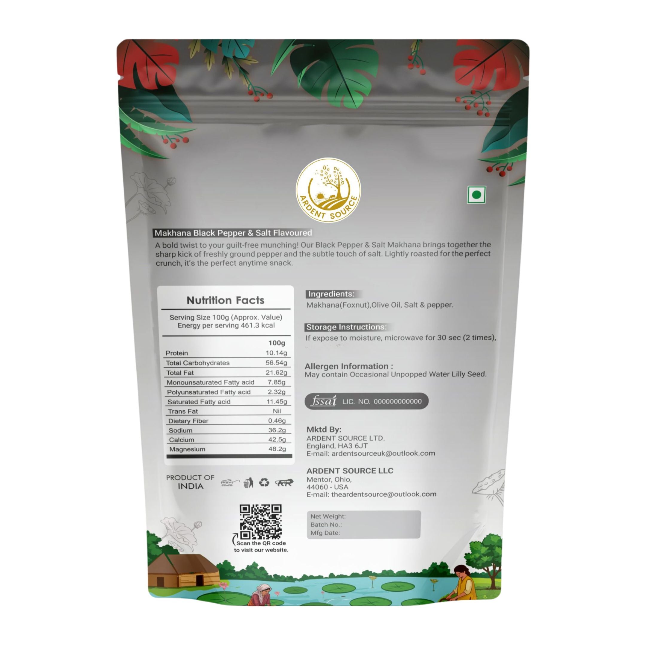 Black Pepper & Salt Roasted Makhana (Fox Nuts) – 100g