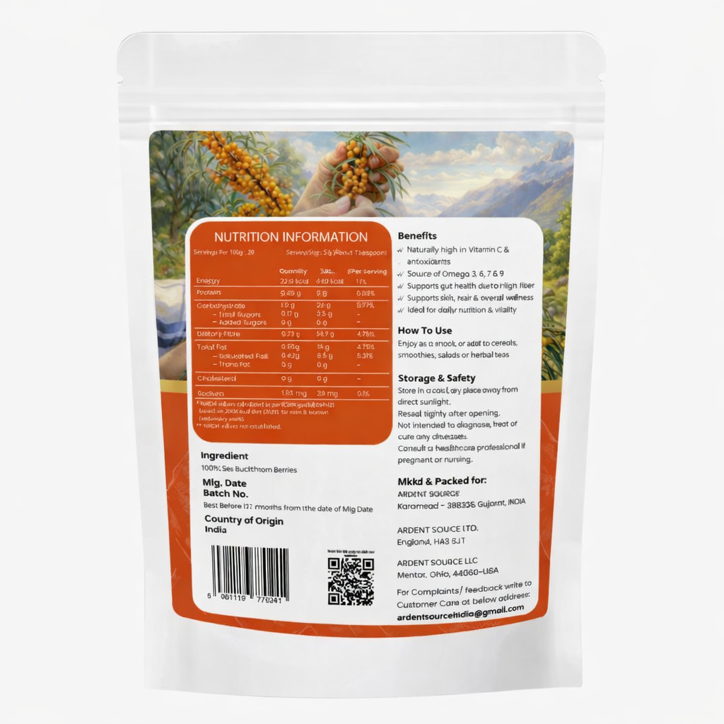 Dried Sea Buckthorn Berries 100g- Unsweetened Whole Berries
