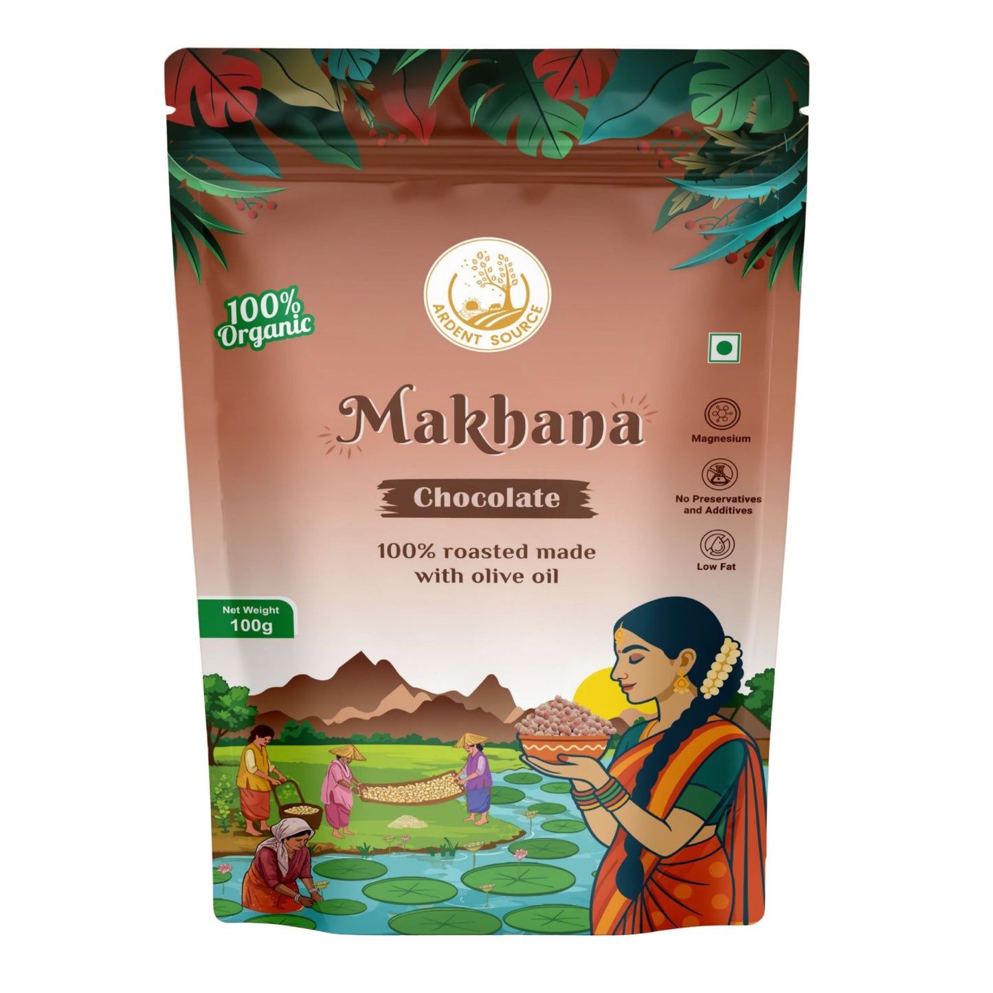 Roasted Makhana (Fox Nuts) - Healthy Snacks, Low-Calorie, High-Protein Makhana Snacks, Gluten-Free Makhana: Natural Superfood Snack | 100gm