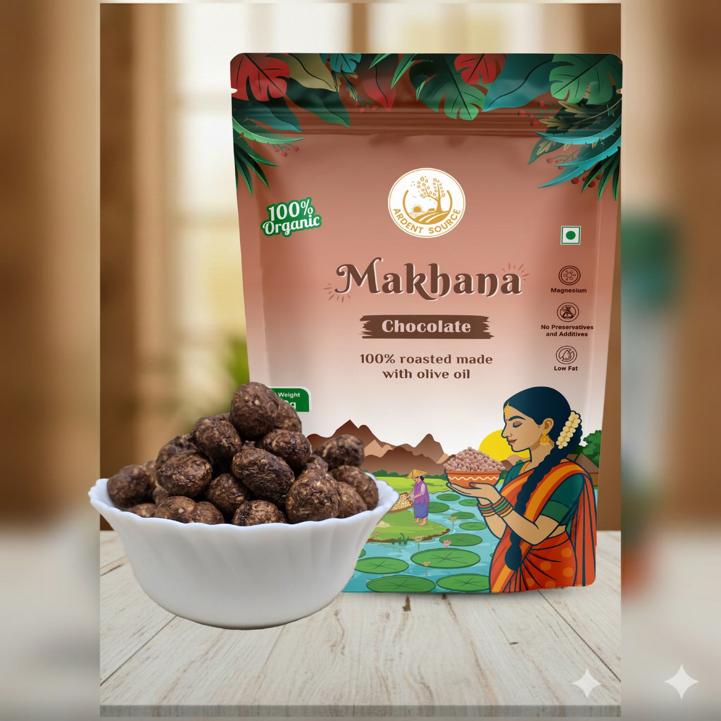 Roasted Makhana (Fox Nuts) - Healthy Snacks, Low-Calorie, High-Protein Makhana Snacks, Gluten-Free Makhana: Natural Superfood Snack | 100gm