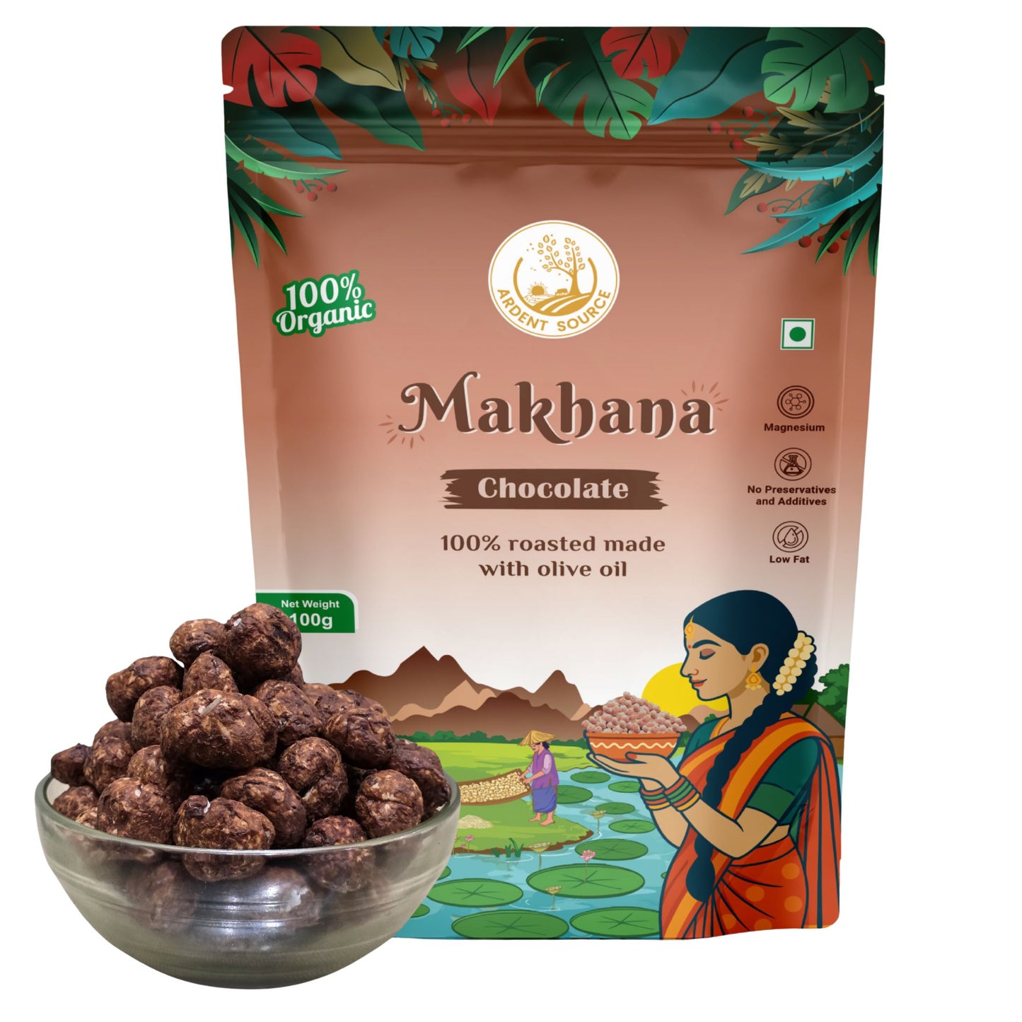 Roasted Makhana (Fox Nuts) - Healthy Snacks, Low-Calorie, High-Protein Makhana Snacks, Gluten-Free Makhana: Natural Superfood Snack | 100gm