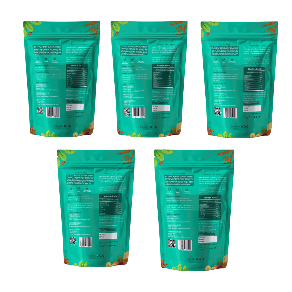 Ardent Source Baked Chips Variety Pack 500gm (Beetroot, Spinach & Black gram, Finger Millet, Sorghum, Quinoa)