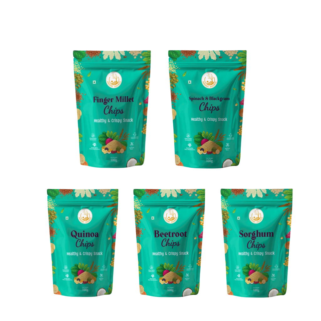 Ardent Source Baked Chips Variety Pack 500gm (Beetroot, Spinach & Black gram, Finger Millet, Sorghum, Quinoa)